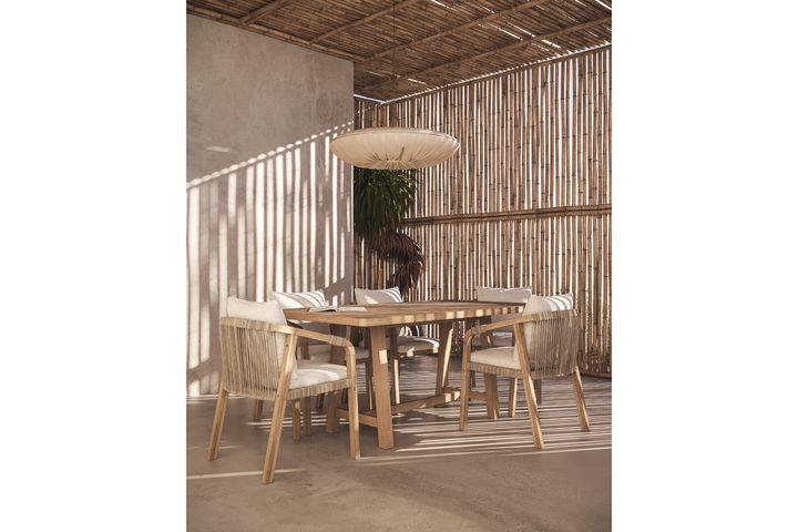 Monte Carlo Houten Tuinset, 6 Zits, Creme