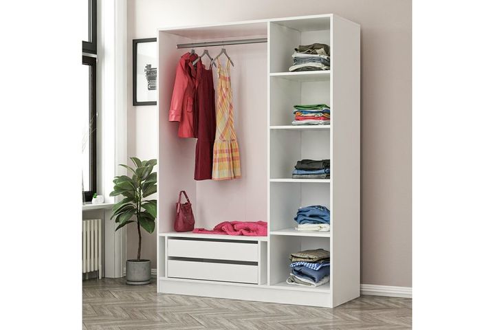 Medway Itz Kledingkast met 3 Deuren en 2 Lades, 190 cm, Walnoot