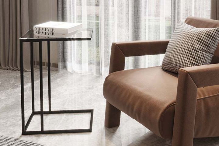 Everly C-Vormige Bijzettafel, Zwart