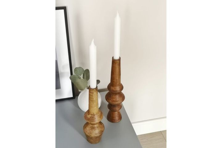 Cairee Candle Holder, Dark Wood