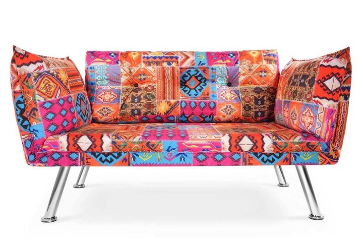 Diero Plus Patchwork 3-Sitzer Sofa, Orange & Fuchsia