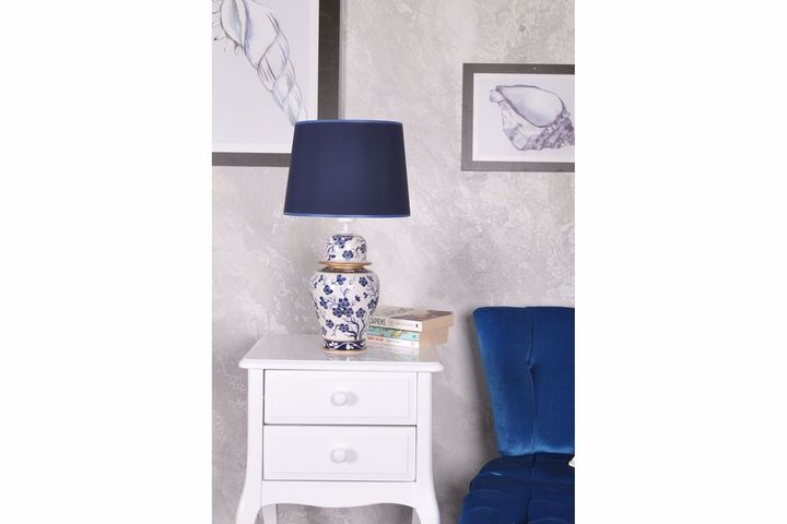 Spring Ceramic Table Lamp, Blue