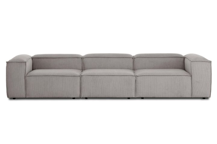 Frid Ruffelfluwelen 3-Zitsbank, Grijs