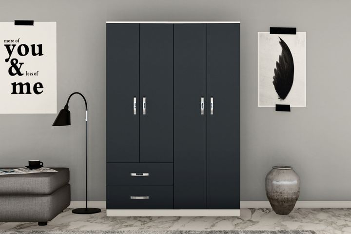 Metalia Noway Kleiderschrank mit 4 Türen und 2 Schubladen