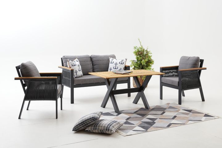 Capella Dubbele Tuinloungeset, Antraciet