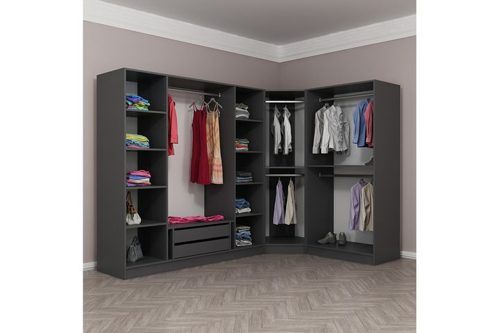 Medway Tideway Kledingkast met 7 Deuren, Antraciet en Zwart