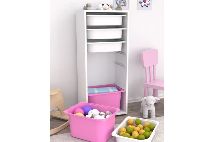 Tara Children's Toy Storage, Pink & White