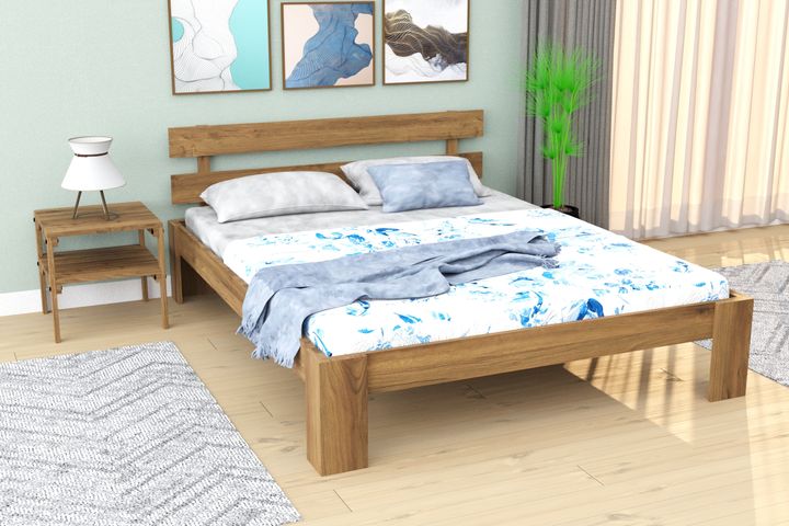 Berlin Double Bed, 140 x 200 cm, Walnut