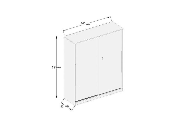 Binnian Kledingkast met 2 Deuren en Schuifdeuren, Wit