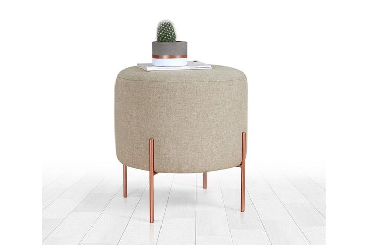 Copper Ronde Poef, Bruin
