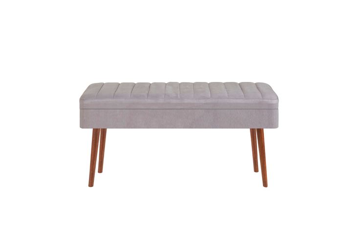 Vina Opbergbank Gestoffeerd, Walnoot & Lichtgrijs