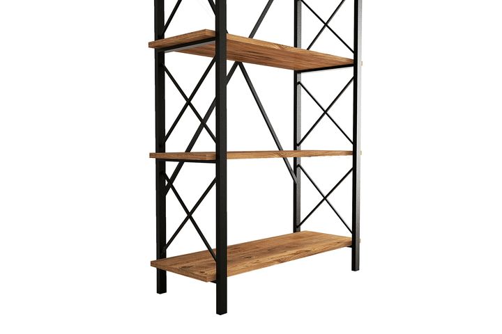 Luxe Metal Bookcase, Walnut
