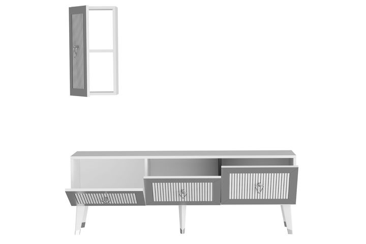 Bare Tv-Meubel, Wit Zilver