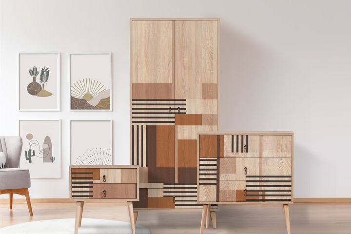 City Colorblock Chest of Drawers, Oak