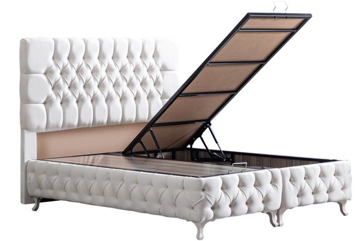 Rome Boxspringbed met Hoofdbord, 90x190 cm, Creme