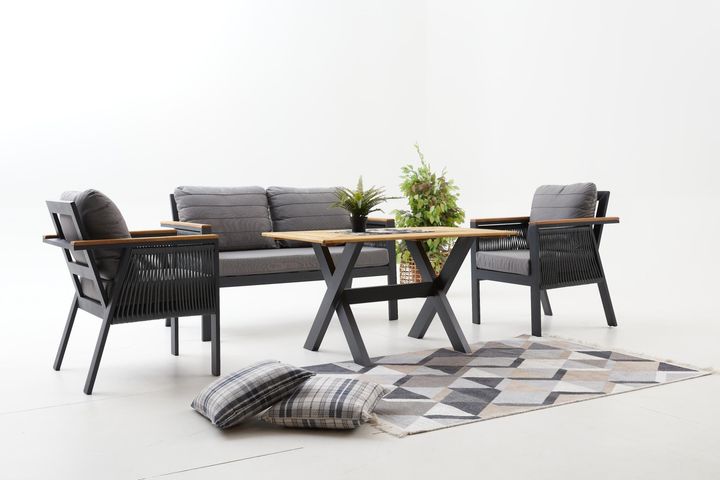 Capella Dubbele Tuinloungeset, Antraciet