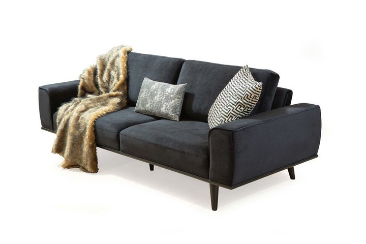 Merina 3-Sitzer Sofa aus Polyester, Schwarz