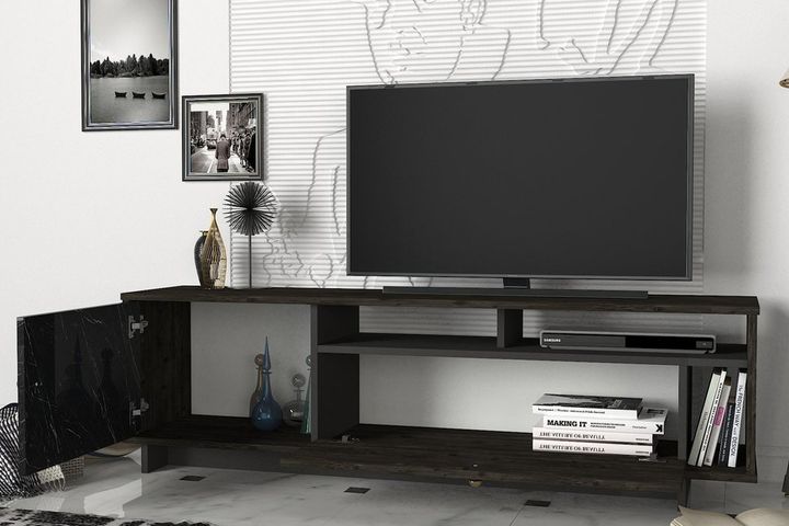 Artem TV Unit, 140 cm, Walnut & Black