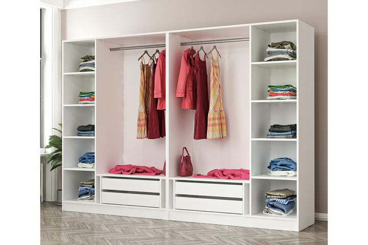 Medway Tideway Kledingkast met 6 Deuren en 4 Lades, 190 cm, Wit en Zwart