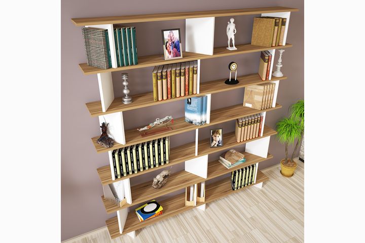 Inverno Azure Bookcase, 191 cm, White & Oak