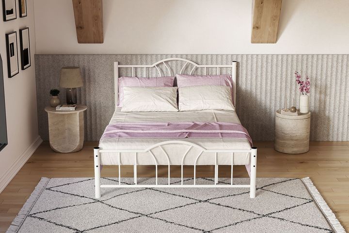 Bella Metalen Bedframe, 140x190 cm, Wit
