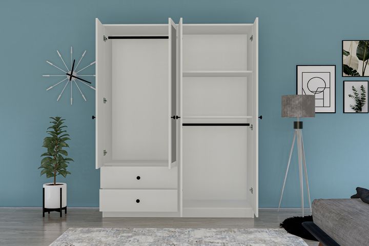 Metalia Novado 4 Door Wardrobe, White