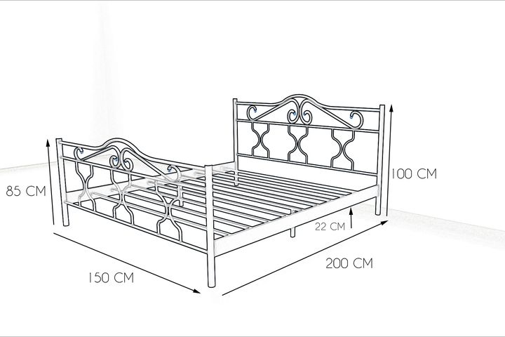 Gold Metalen Bedframe, 150x200 cm, Zwart