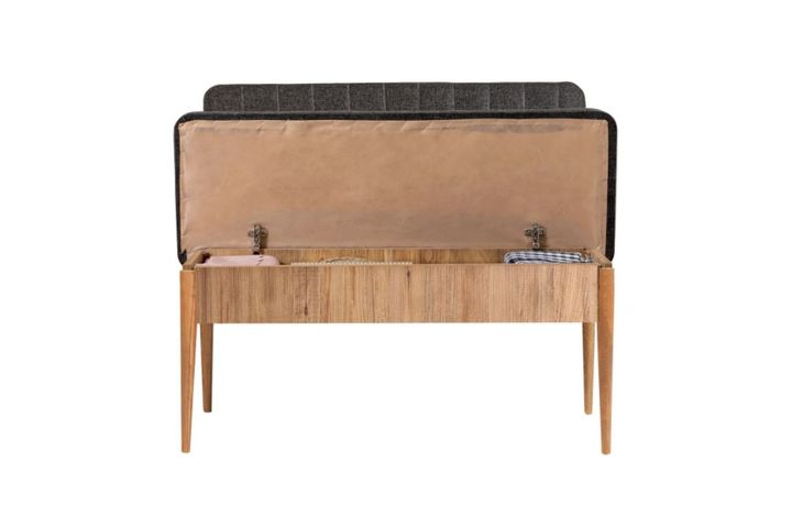Vina Extendable Bench with Backrest, Anthracite & Oak