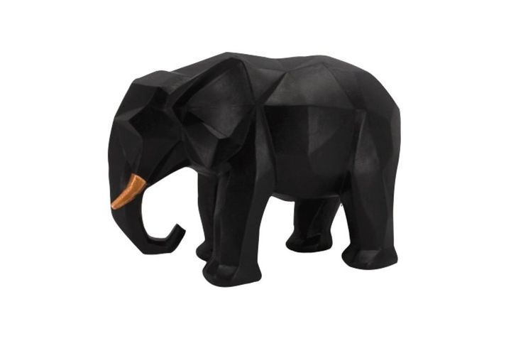Kubusvormig Olifant Decoratief Object, Zwart