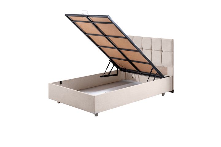 Paris Boxspringbed met Hoofdbord, 90x200 cm, Creme