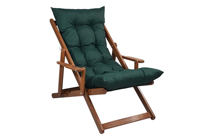Bysay Opklapbare Houten Ligbeddenset met Armleuningen, 3-Delige, Groen en Walnoot