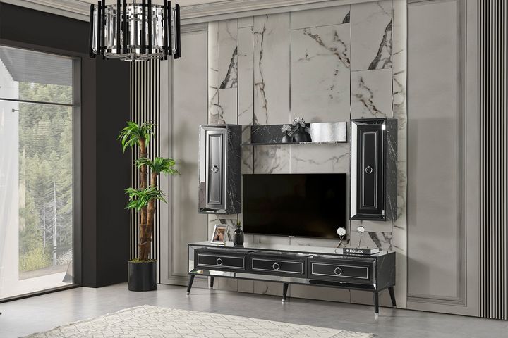 Granit TV-Lowboard, Silber