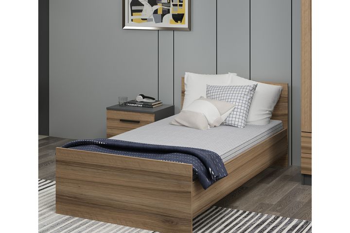 Tideway Single Bed, 90 x 190 cm, Walnut