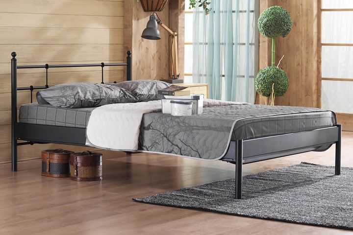 Lalas-S Metalen Bedframe, 120x200 cm, Zwart
