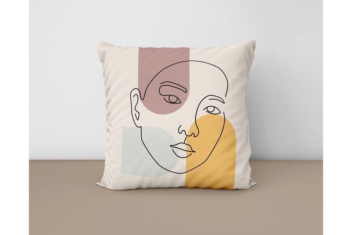 Draw Girl Face Kussensloopset, 4-delig