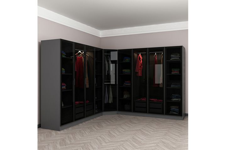 Minar Kale Kledingkast, 9 Gerookt, Met Deuren, Antraciet