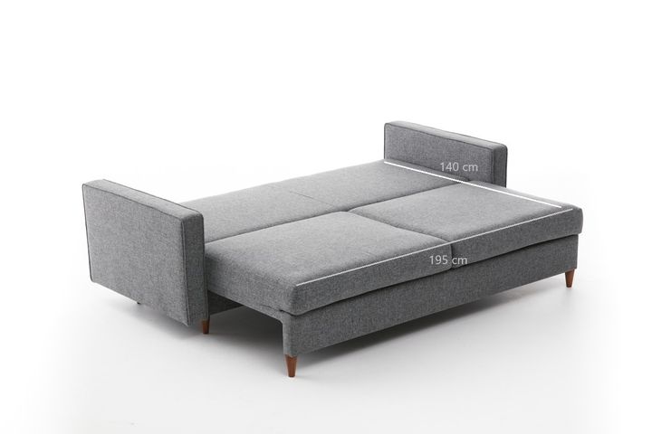 Eva-Serie 3-Zitsbank Met Bed Functie, Grijs