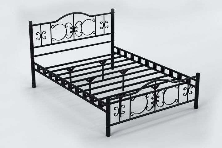 Pero Metalen Bedframe, 150x200 cm, Zwart
