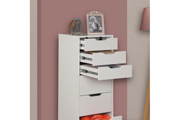 Flow Hoge Ladekast met 7 Lades, Hoogglans Wit