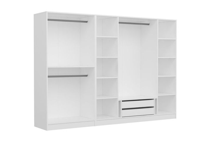 Medway Country Kledingkast met 6 Deuren en 2 Lades, Wit