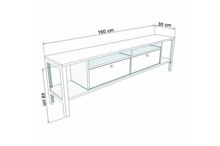 Alaluna TV-Meubel met Metalen Poten, 160 cm, Pijnboom