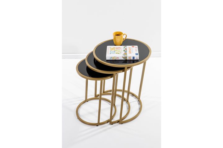 Circles Glazen Zettafels, Zwart en Mat Goud