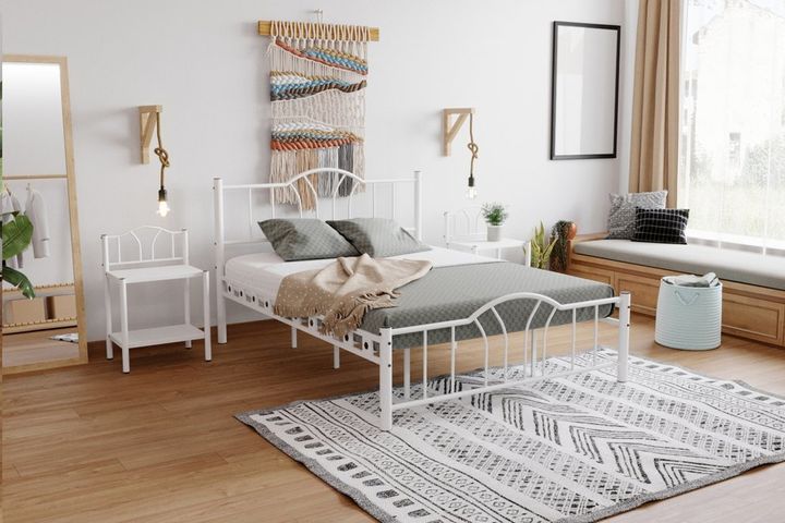 Bella Metalen Bedframe, 140x200 cm, Wit