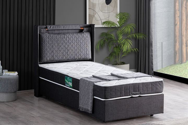 Zagreb Comfort Boxspringbedset, 100x200 cm, Antraciet