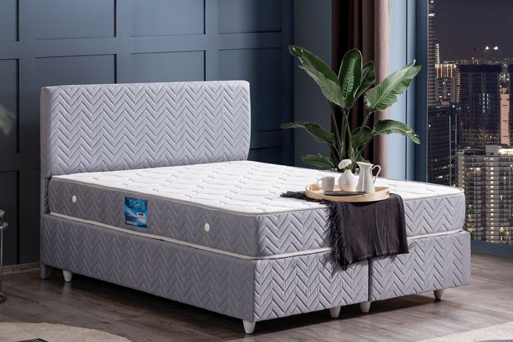 Crystal Boxspring Bedset, 90x190 cm, Grijs