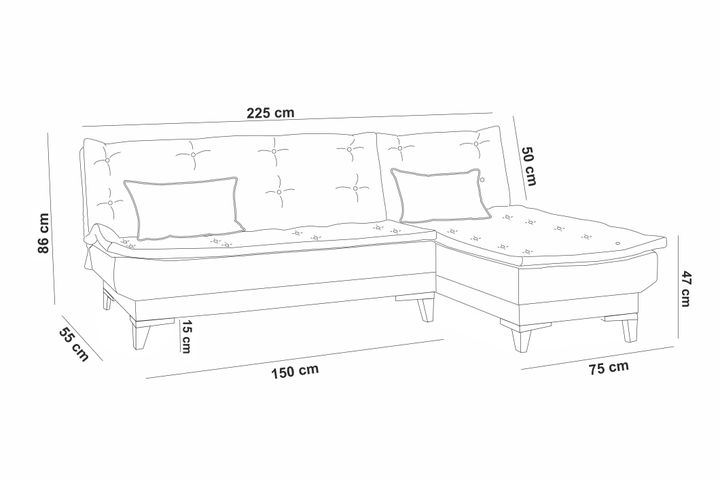 Kelly Hoekbank Links In Linnen Stof, Donkergrijze