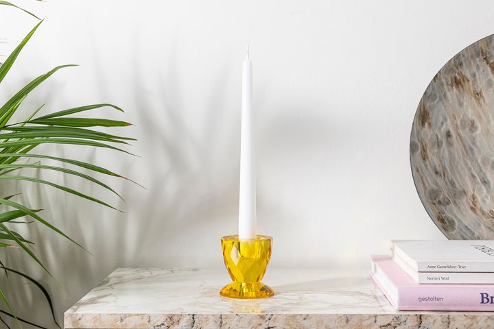 Sparkle Glass Candle Holder, Yellow