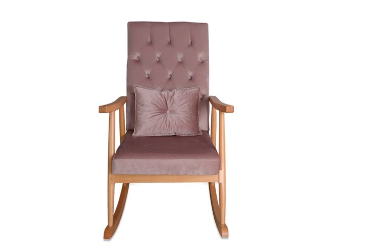 Asedia Trend Schommelstoel Gestoffeerd, Roze & Natuurlijke Kleur