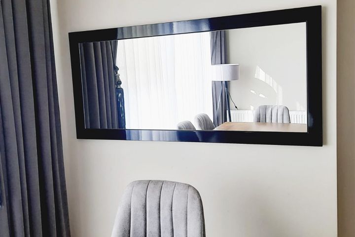 Wood Rechthoekige Staande Spiegel, 140x60 cm, Zwart