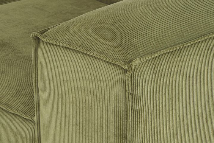 Frid Ruffelfluwelen 3-Zitsbank, Oliegroen